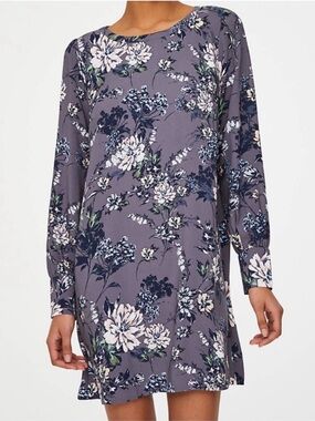 LOFT Floral Long-Sleeve Shift Dress